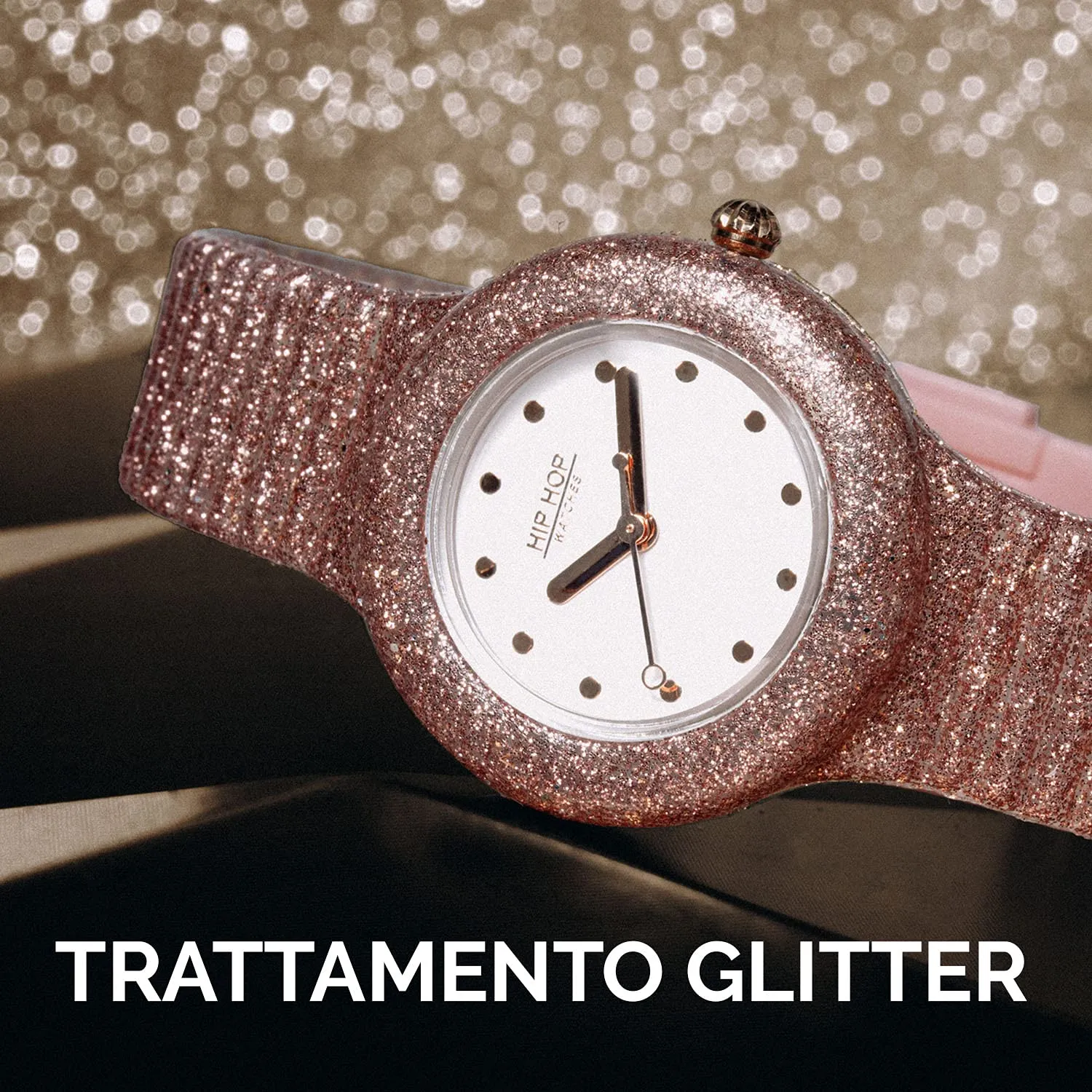 Hip Hop Sparkling Mania orologio donna glitter rose gold