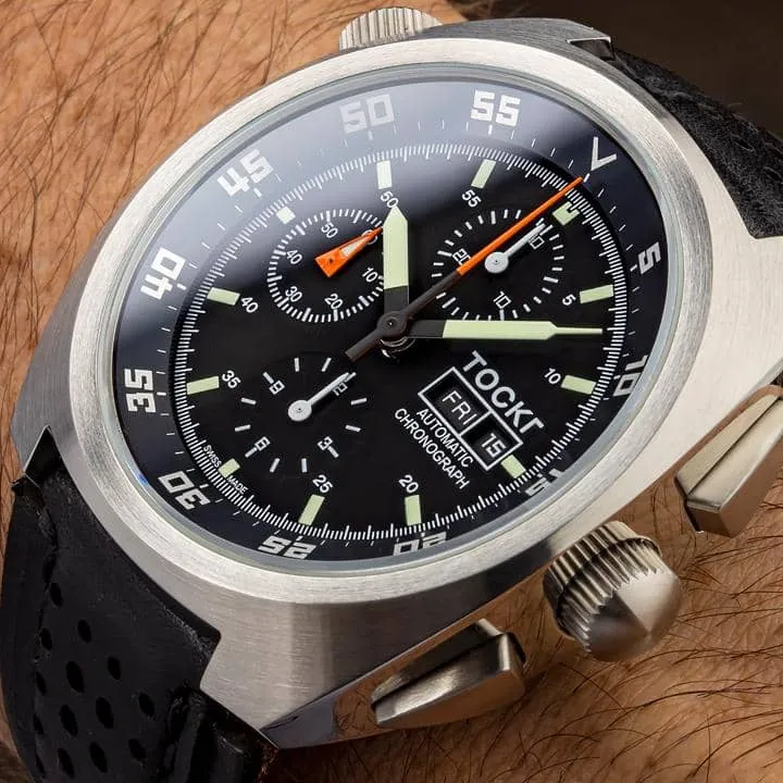 Tockr Chronograph AD1SS01.LS orologio nero pelle 45mm