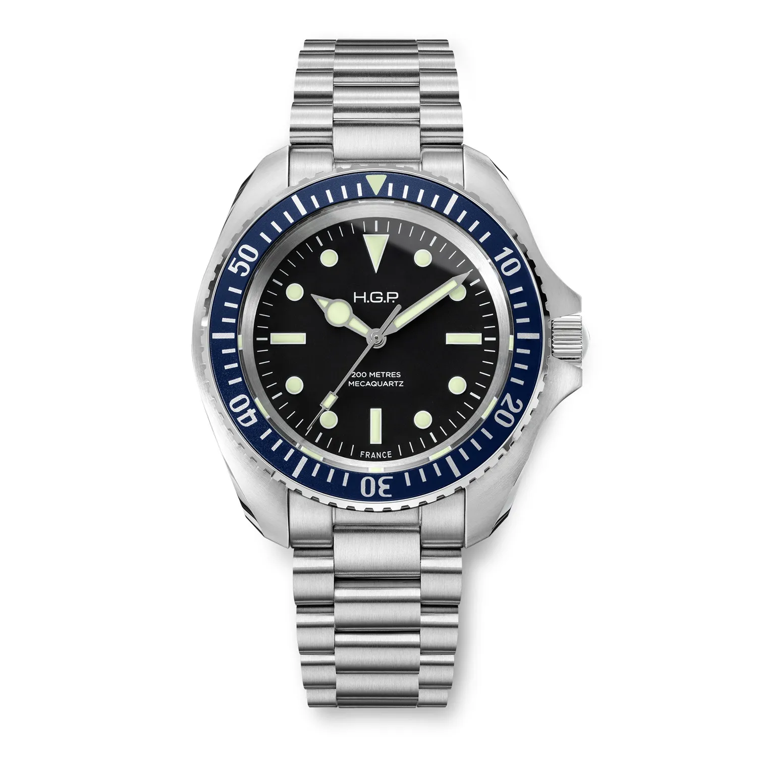 H.G.P. Diver 200M Mecaquartz orologio subacqueo lunetta blu 200m