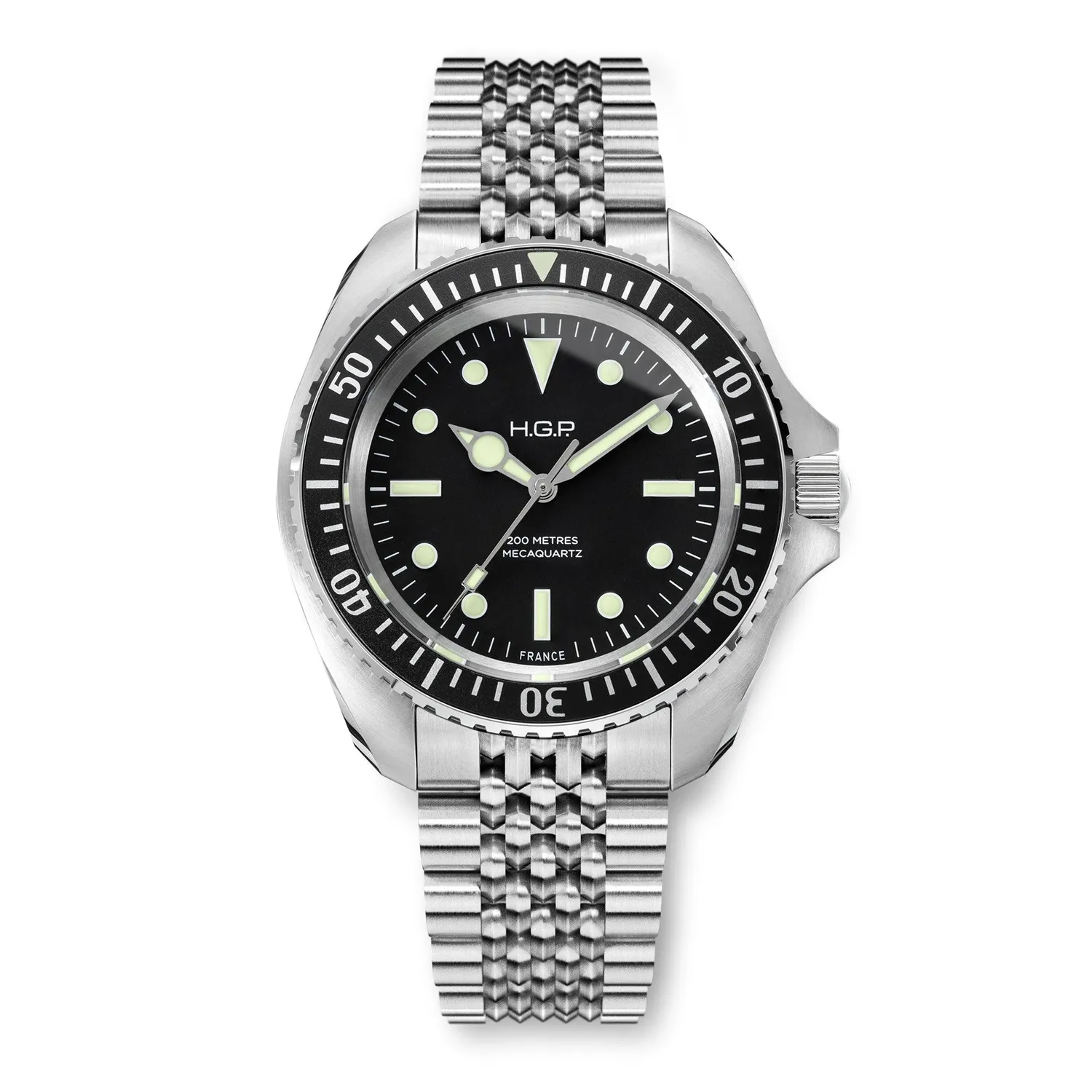 H.G.P. Diver 200M Mecaquartz orologio subacqueo cinturino nero 200m