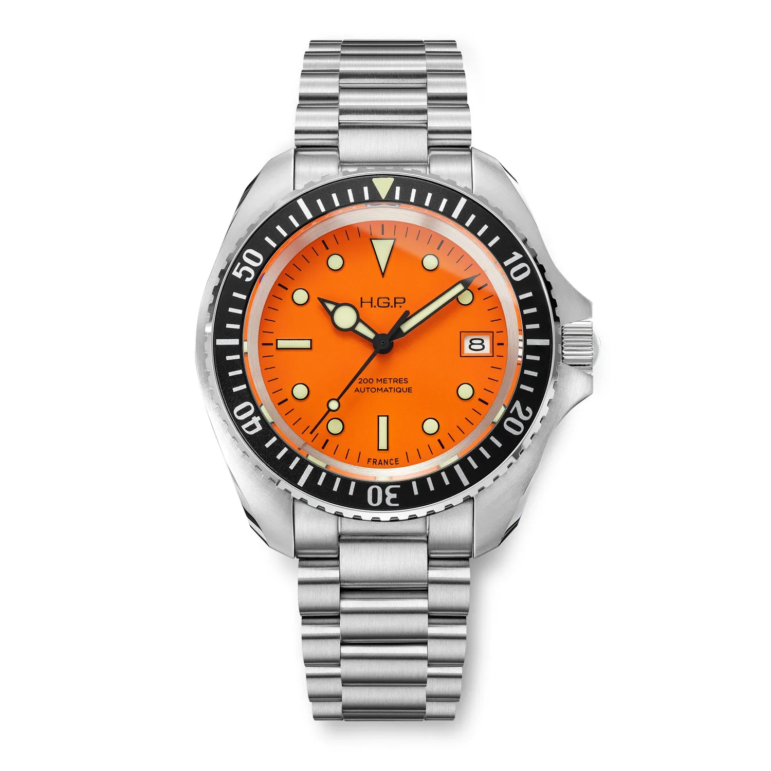 H.G.P. Diver 200M Automatic arancione orologio subacqueo gomma nera