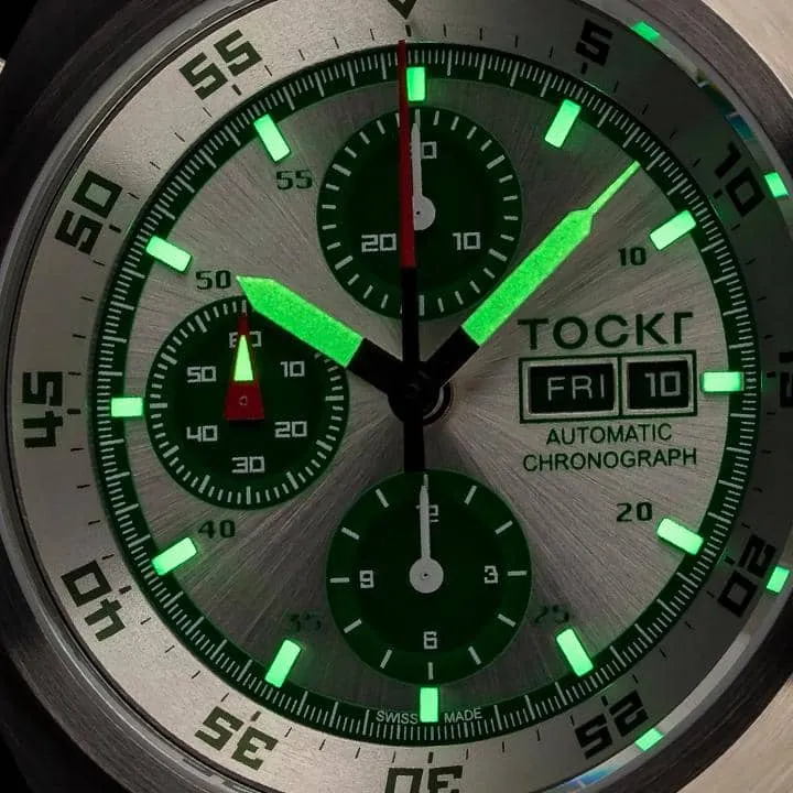 Tockr Chronograph Silverado orologio panda pelle 45mm