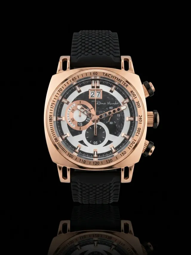 Ritmo Mundo Racer Art Deco orologio oro rosa 44mm nero