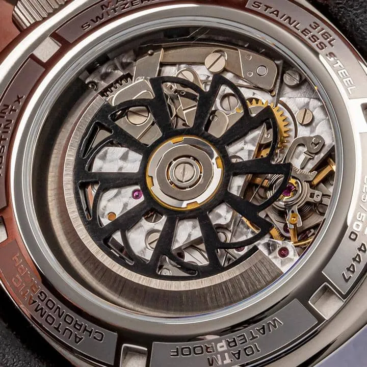 Tockr Chronograph 4447 orologio automatico blu pelle 45mm
