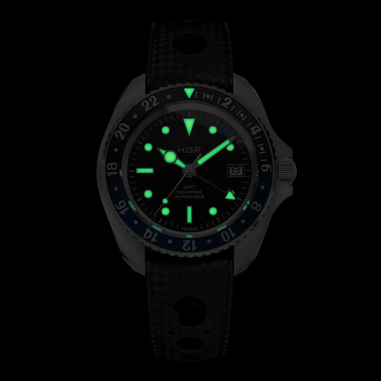 H.G.P. Diver 200M GMT Automatic orologio Batman gomma nera