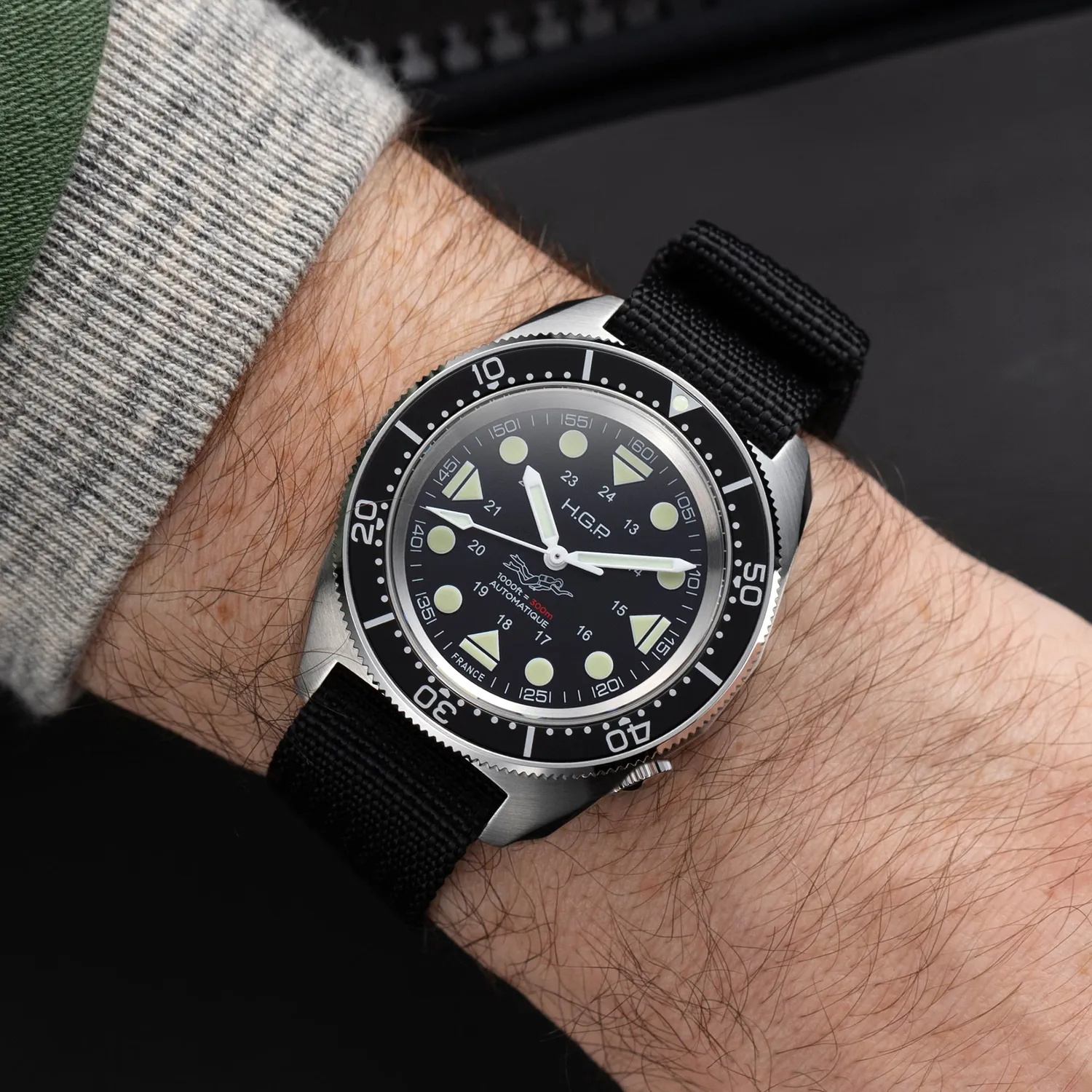 H.G.P. Diver 300M Automatic Commando orologio diver nero gomma