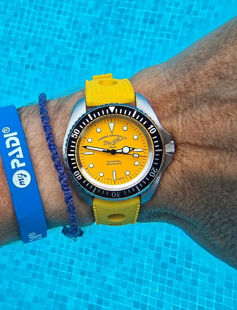 H.G.P. Diver 200M Mecaquartz orologio subacqueo cinturino nero 200m