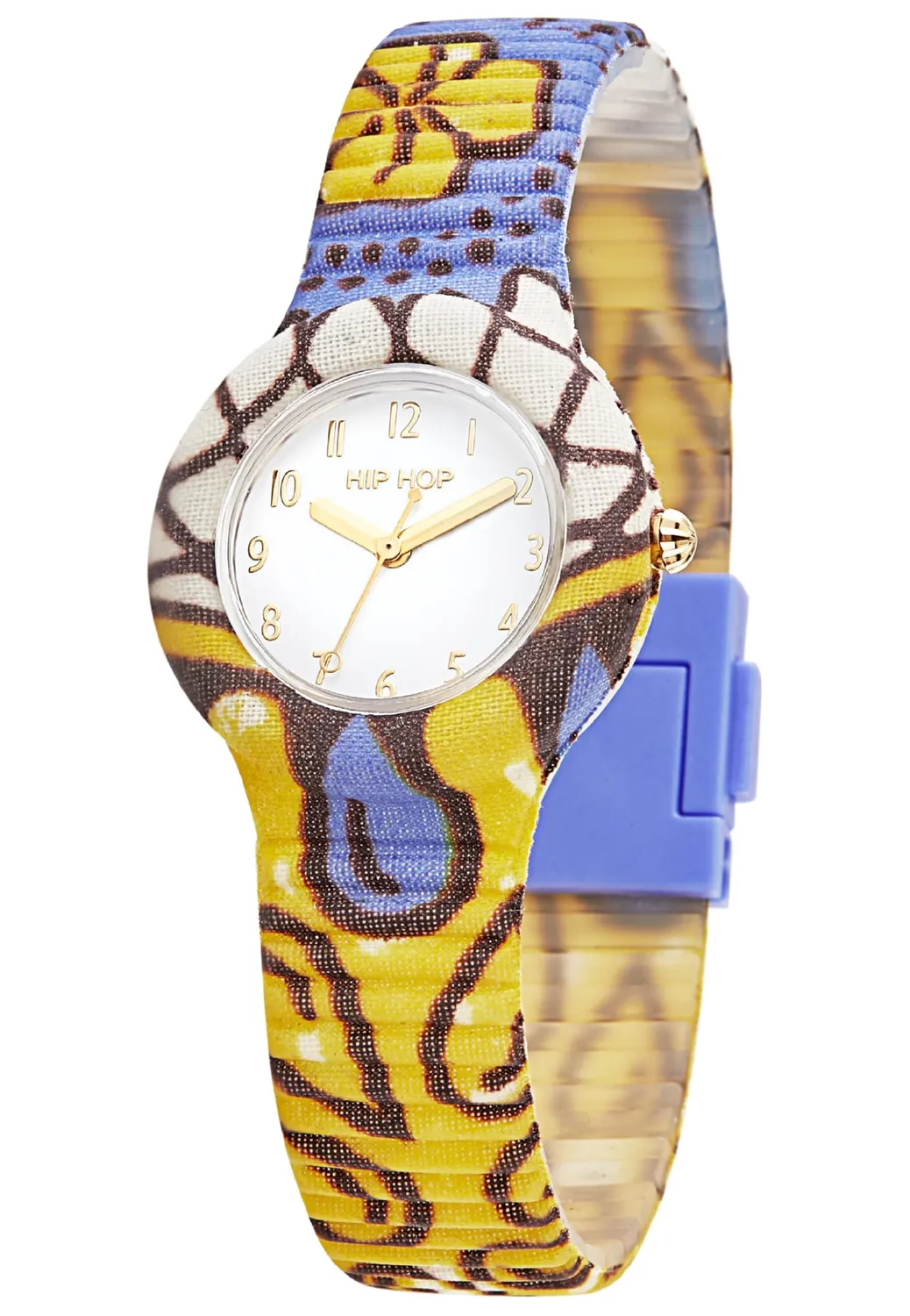 Hip Hop Wax Block orologio donna tessuto giallo lilla