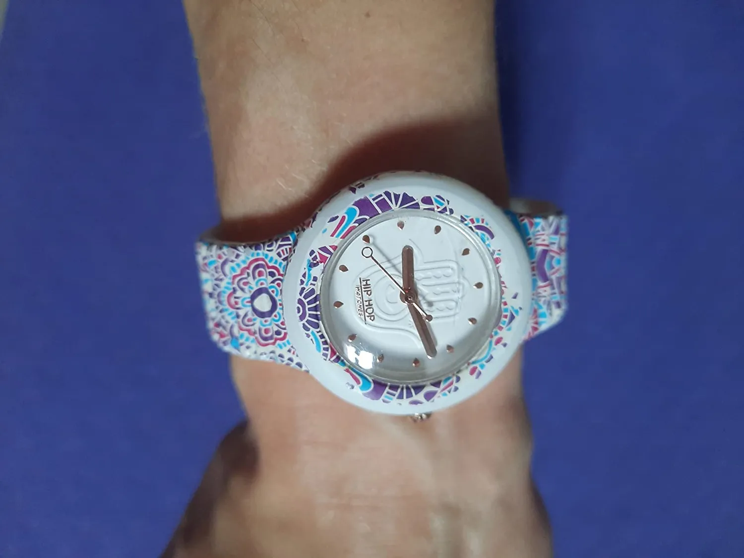 Hip Hop Mandala HWU1040 orologio donna blu-rosso silicone