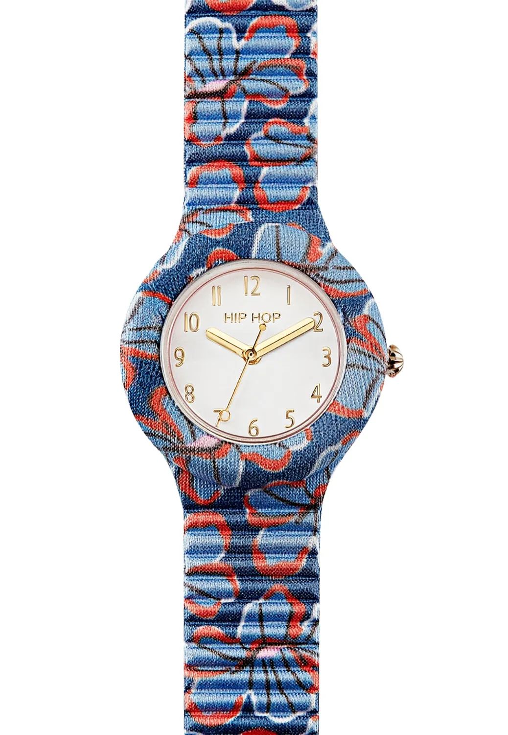 Hip Hop Bouquet orologio donna blu-bianco silicone 32mm