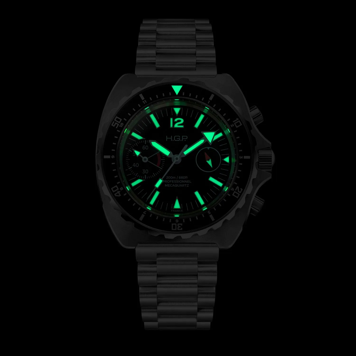 H.G.P. Diver 200M Black Big-Eye orologio cronografo nero