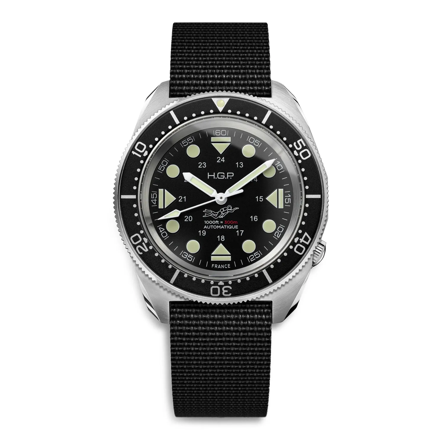 H.G.P. Diver 300M Automatic Commando orologio diver nero gomma