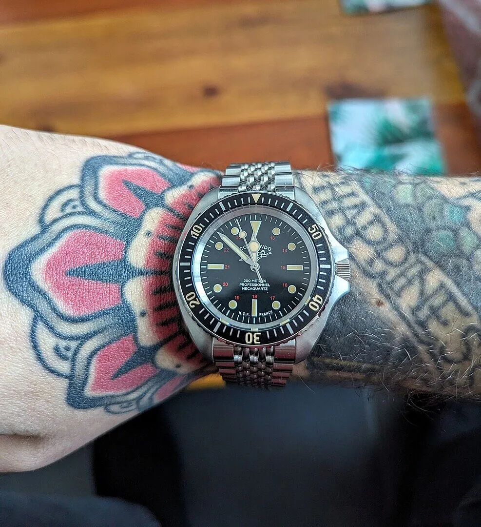 H.G.P. Diver 200M Mecaquartz orologio subacqueo cinturino nero 200m