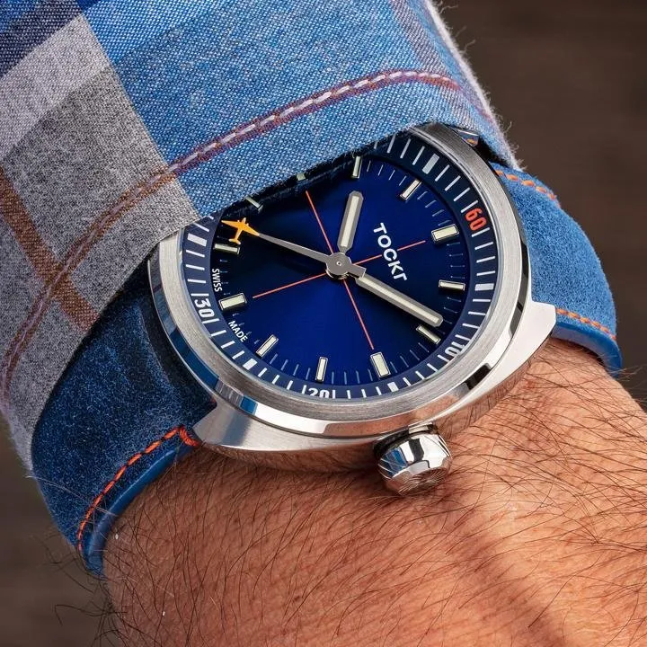 Tockr SkyTrain 47C2SS.02.LS orologio blu pelle 42mm
