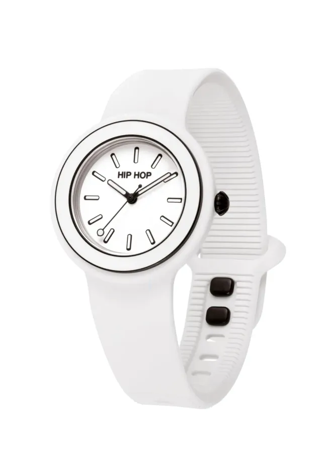 Hip Hop Hero.Dot Bezel orologio donna bianco 34 mm silicone