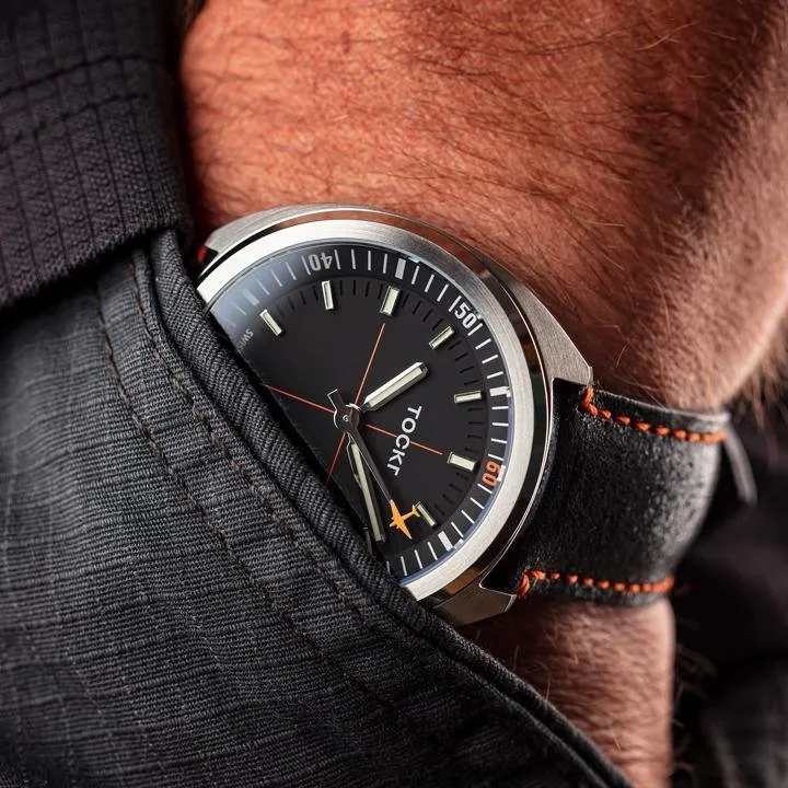 Tockr SkyTrain 47C2SS orologio automatico grigio 42mm pelle