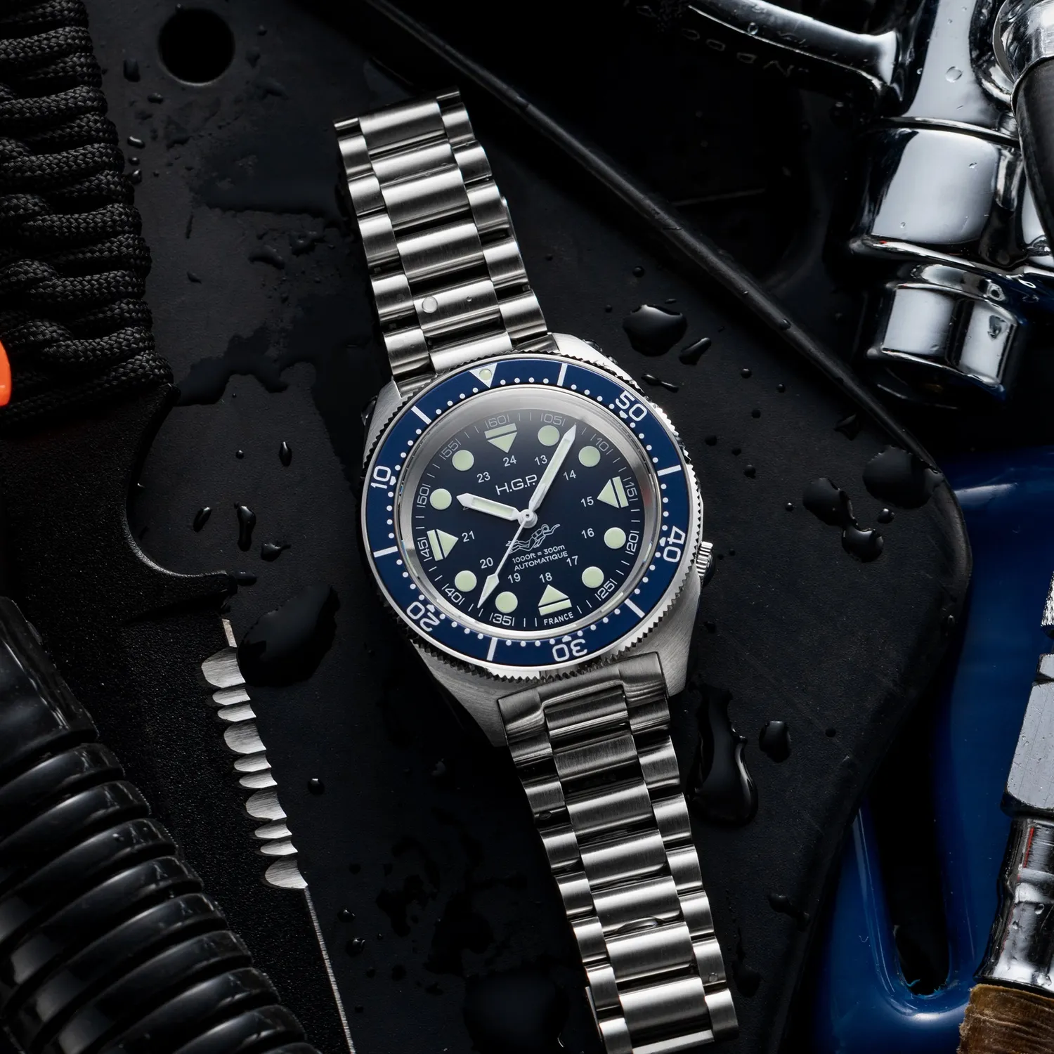H.G.P. Diver 300M Automatic Commando orologio diver blu acciaio