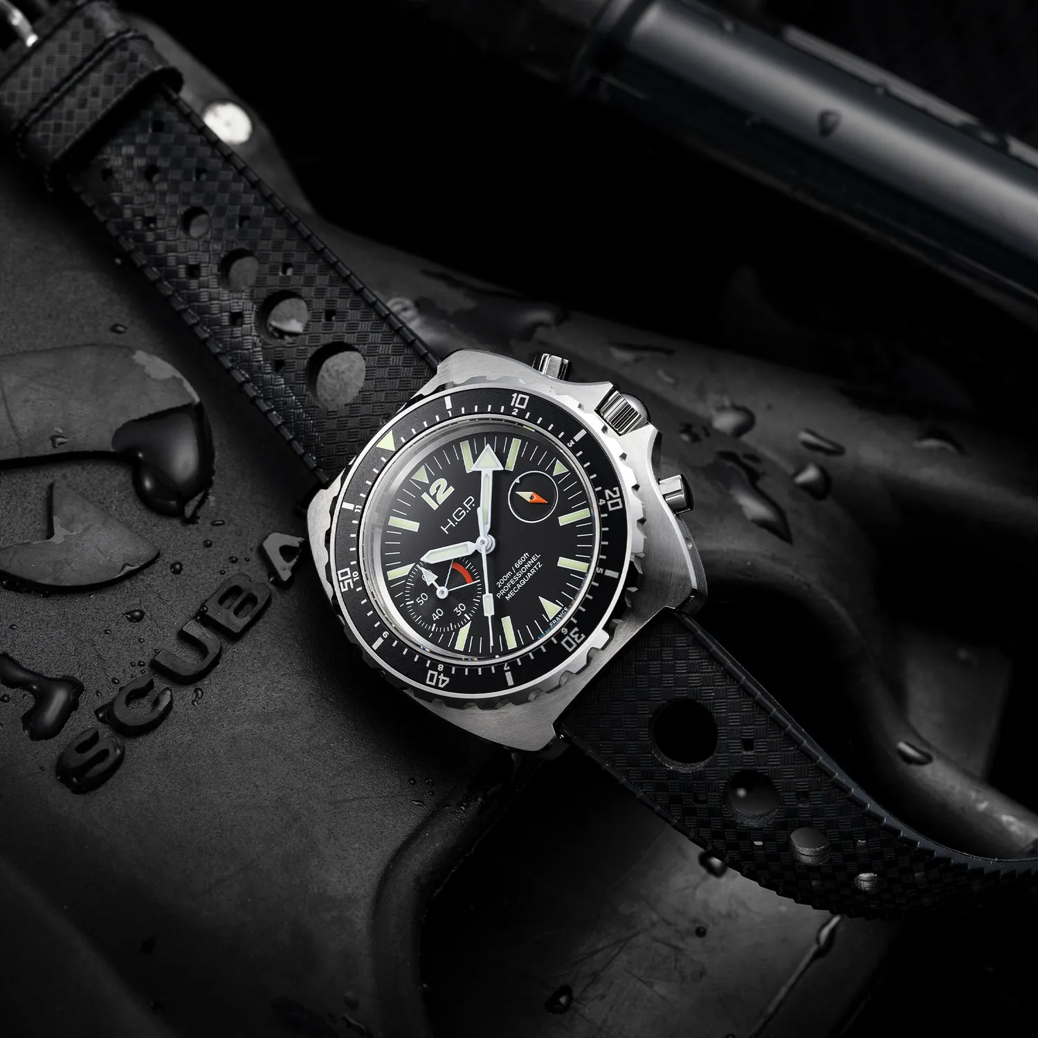 H.G.P. Diver 200M Black Big-Eye orologio cronografo nero
