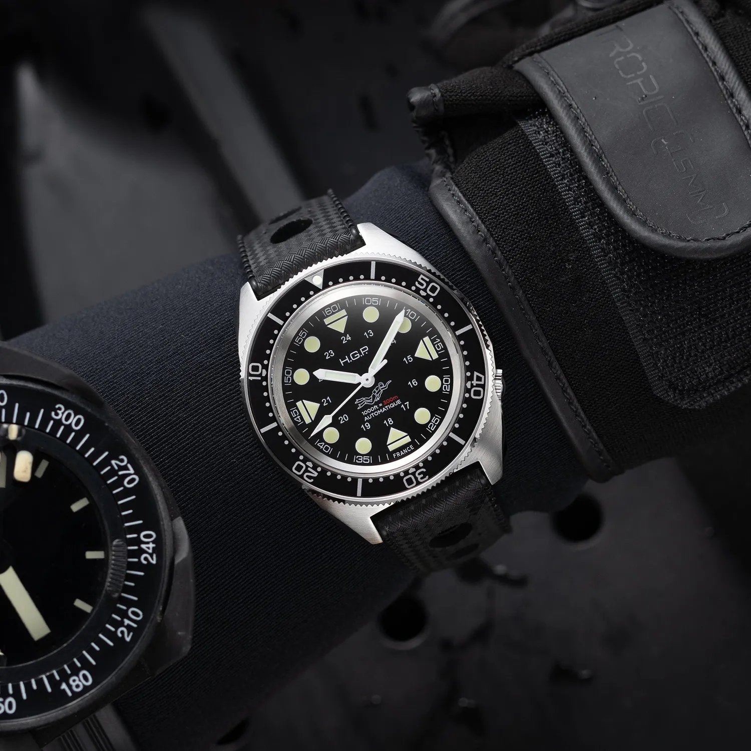 H.G.P. Diver 300M Automatic Commando orologio diver nero gomma