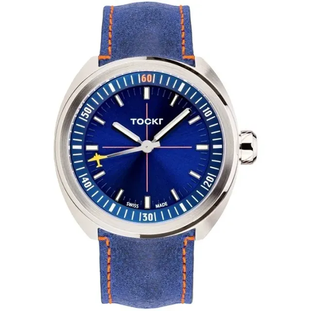 Tockr SkyTrain 47C2SS.02.LS orologio blu pelle 42mm