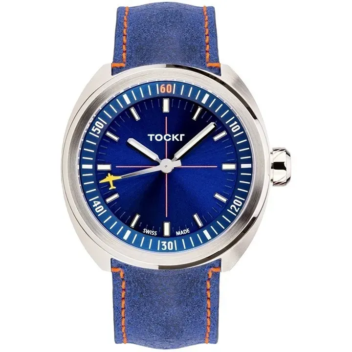 Tockr SkyTrain 47C2SS.02.LS orologio blu pelle 42mm