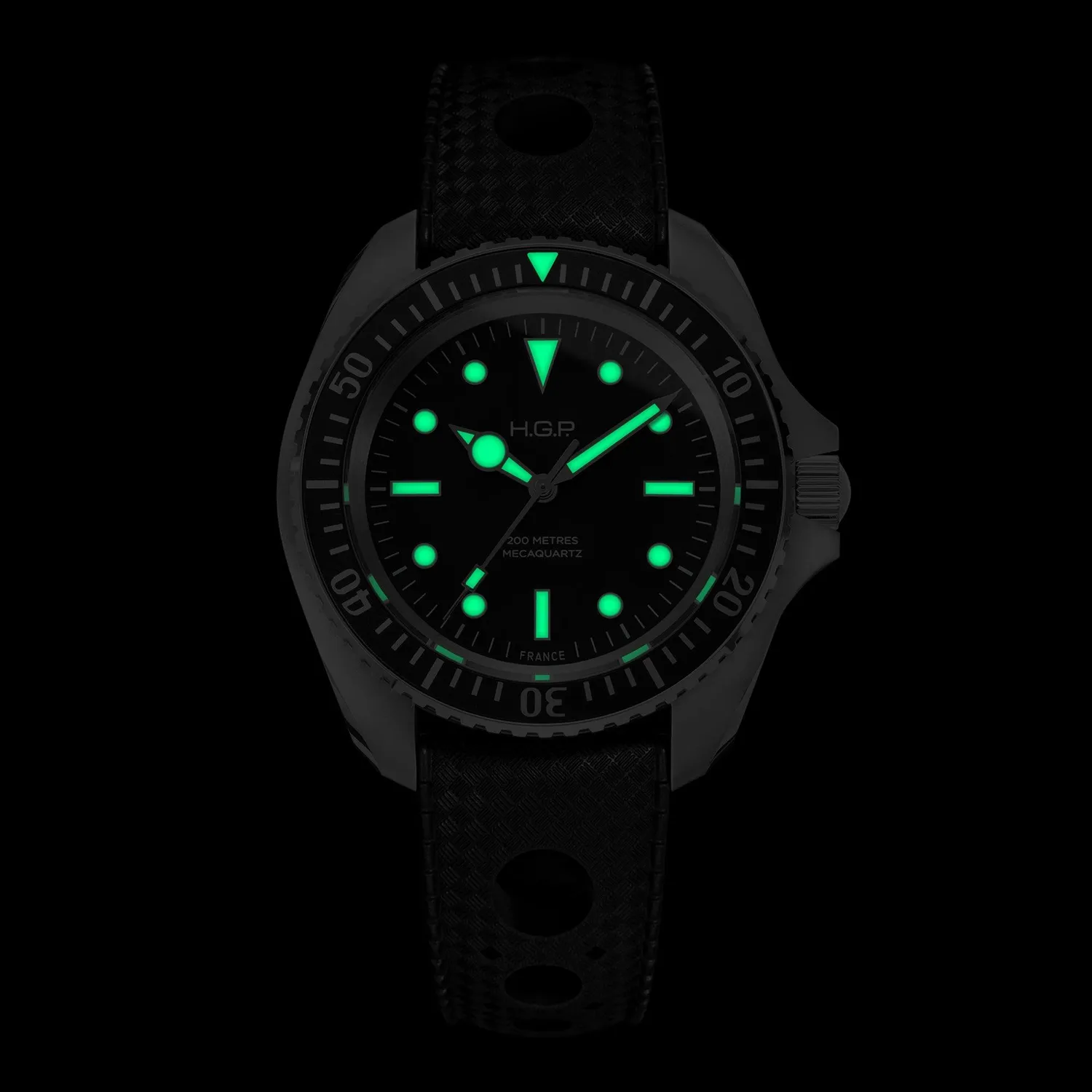 H.G.P. Diver 200M Mecaquartz orologio subacqueo cinturino nero 200m