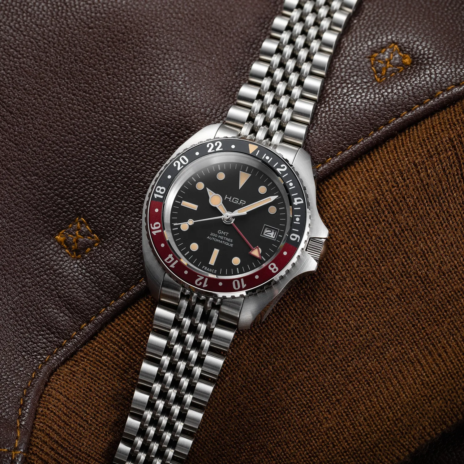 H.G.P. Diver 200M GMT Automatic orologio Coke gomma nera