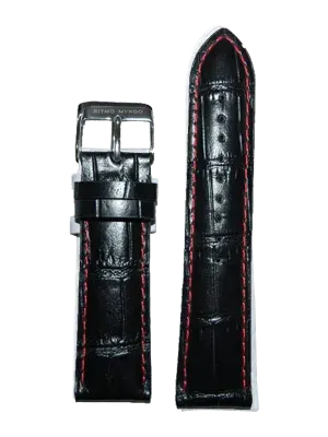 Ritmo Mundo 9221L cinturino pelle nero cuciture rosse 23mm