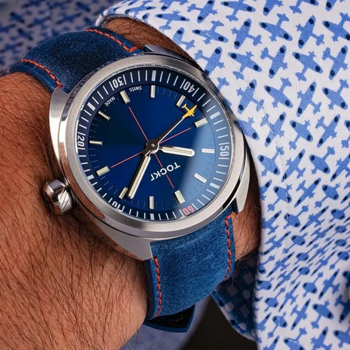 Tockr SkyTrain 47C2SS.02.LS orologio blu pelle 42mm