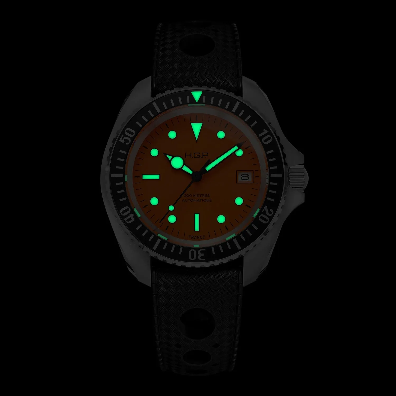 H.G.P. Diver 200M Automatic arancione orologio subacqueo gomma nera