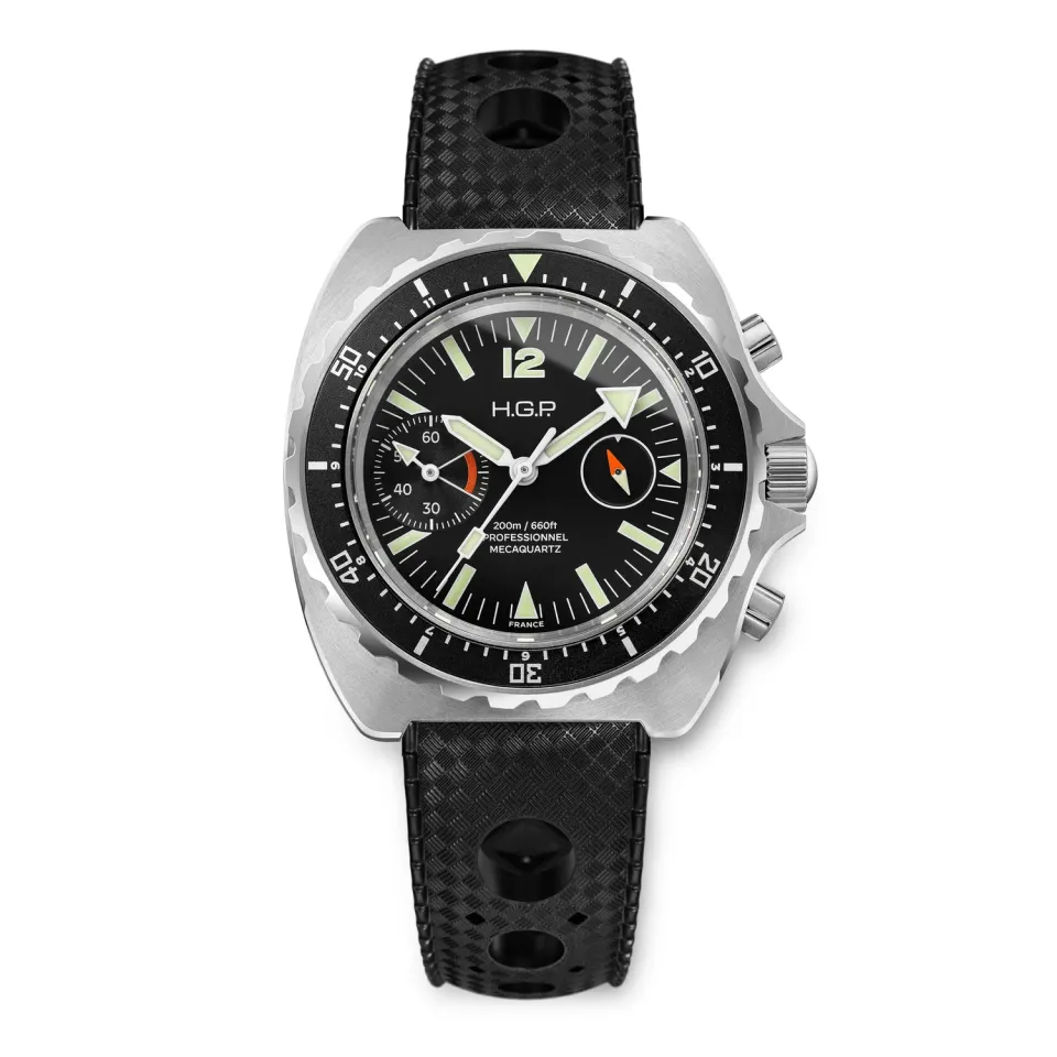 H.G.P. Diver 200M Black Big-Eye orologio cronografo nero