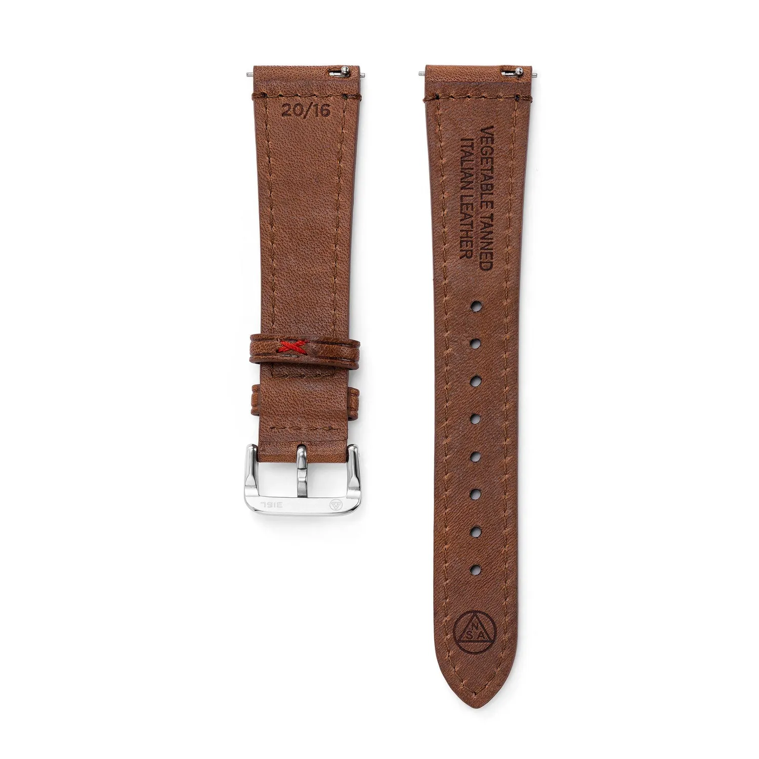 H.G.P. NSA cinturino pelle marrone 20 mm acciaio