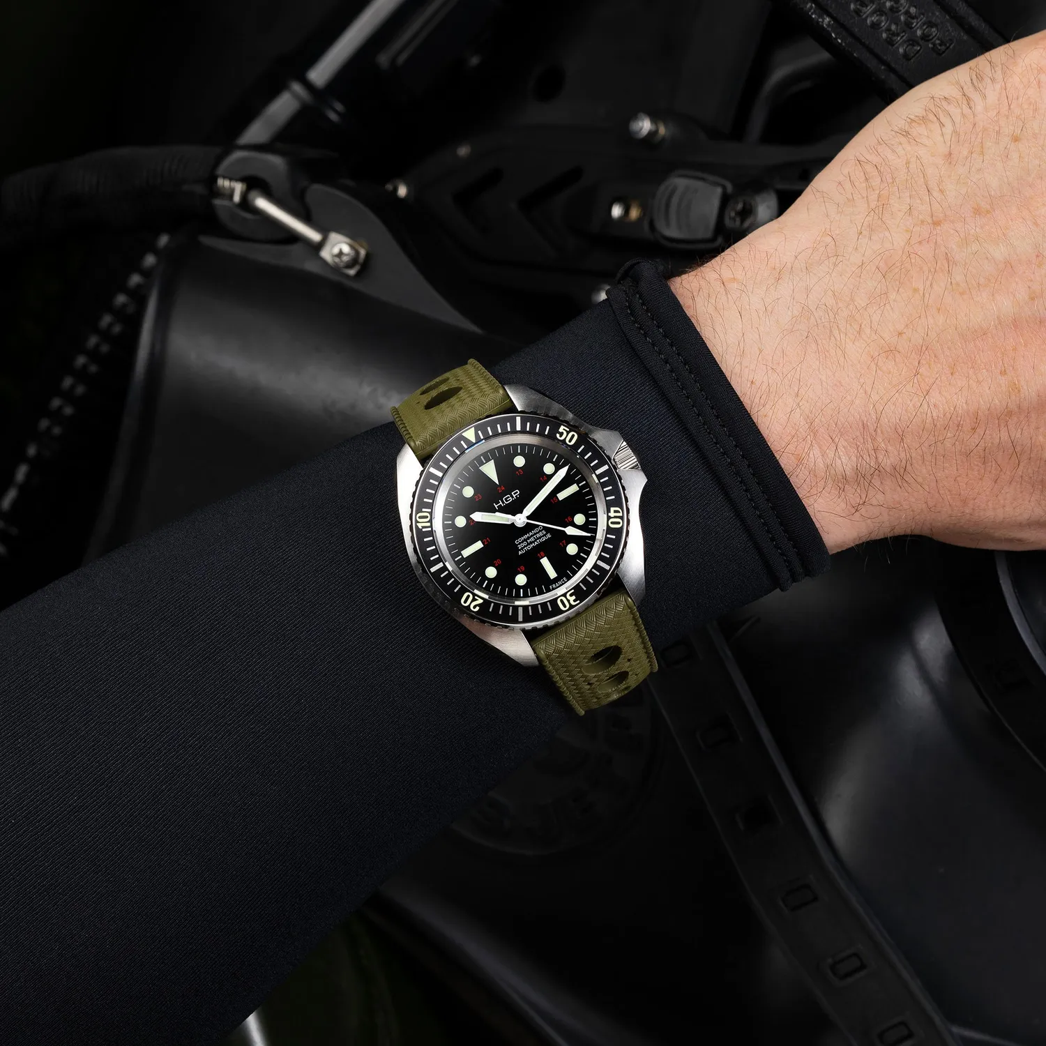 H.G.P. Diver 200M Automatic Commando orologio gomma verde