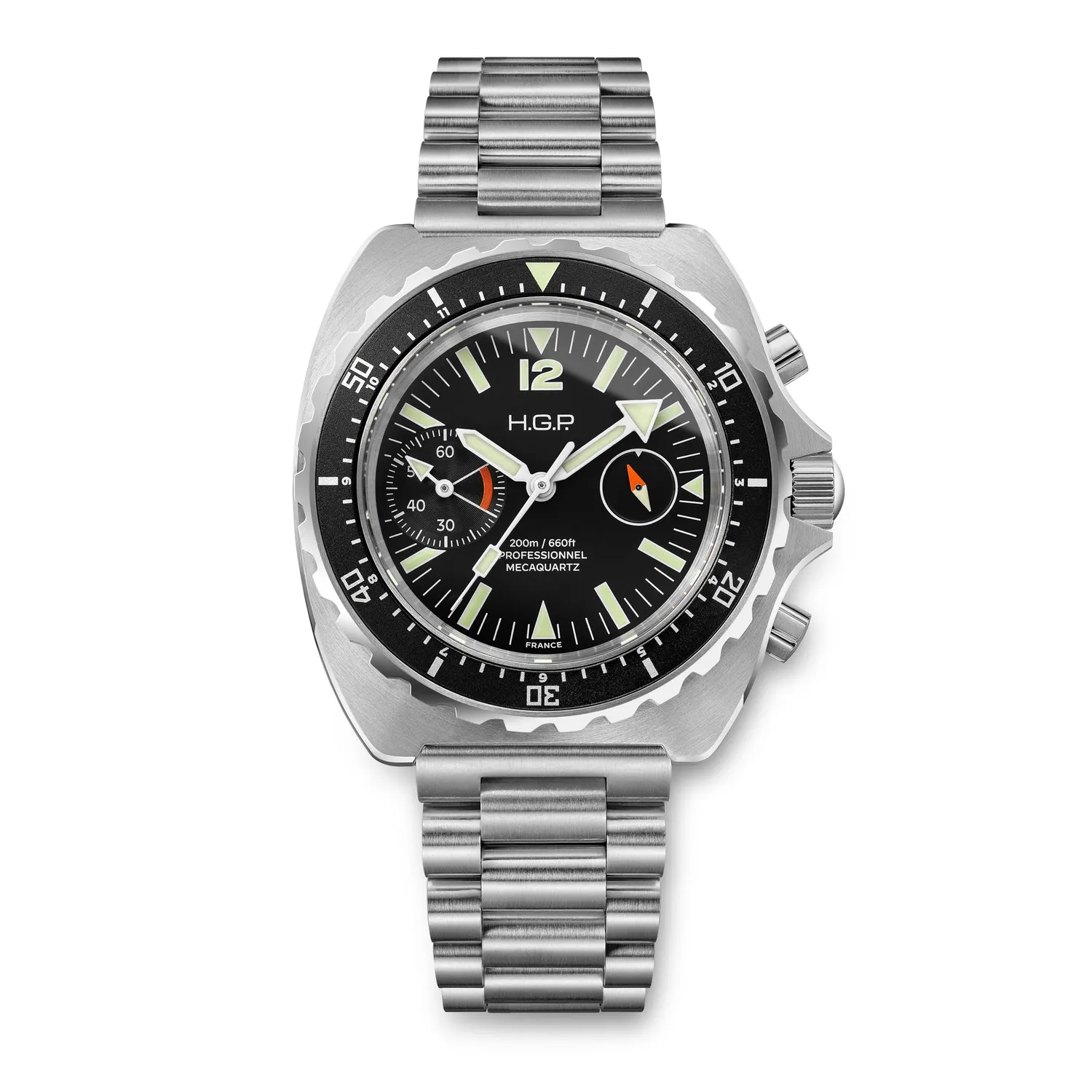 H.G.P. Diver 200M Black Big-Eye orologio cronografo nero
