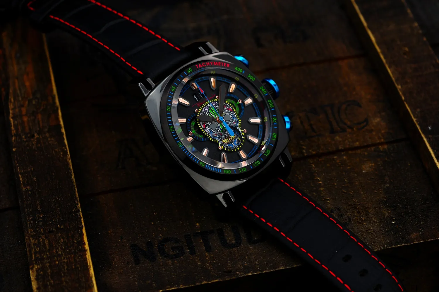 Ritmo Mundo Racer 2221/17 Orologio Cronografo Nero Teschio