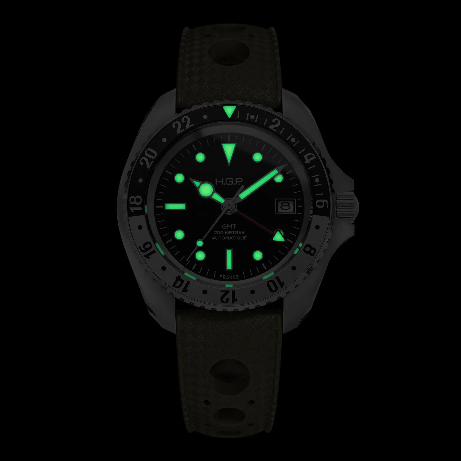 H.G.P. Diver 200M GMT Automatic orologio nero-verde gomma