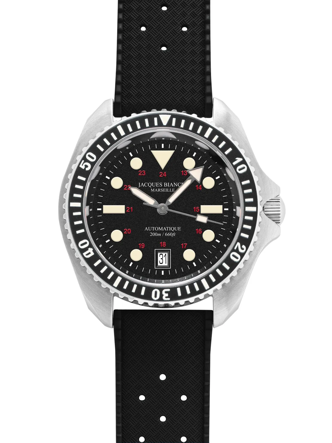 Jacques Bianchi JB200 Maxi Dial orologio sub nero 42 mm