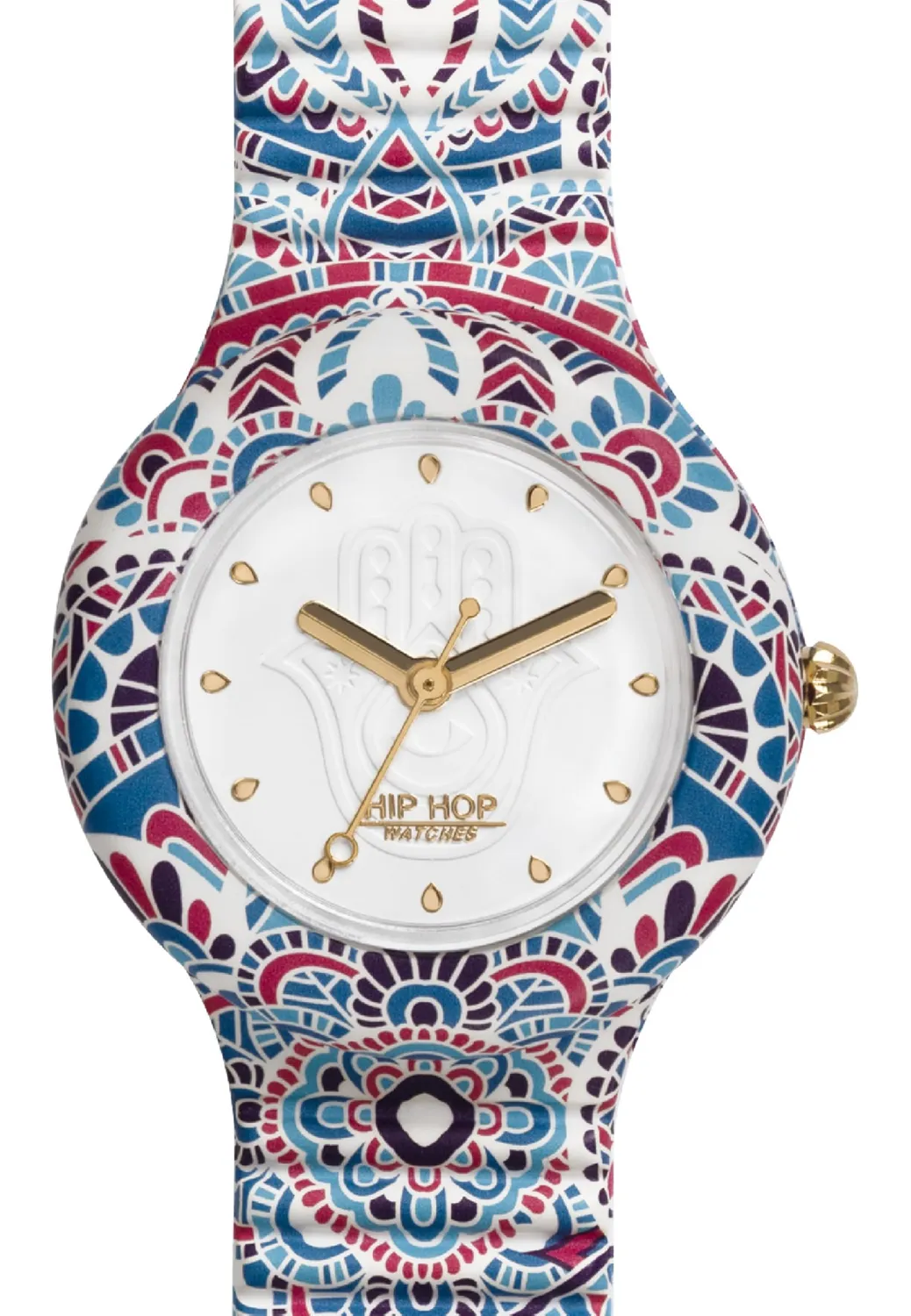 Hip Hop Mandala HWU1040 orologio donna blu-rosso silicone