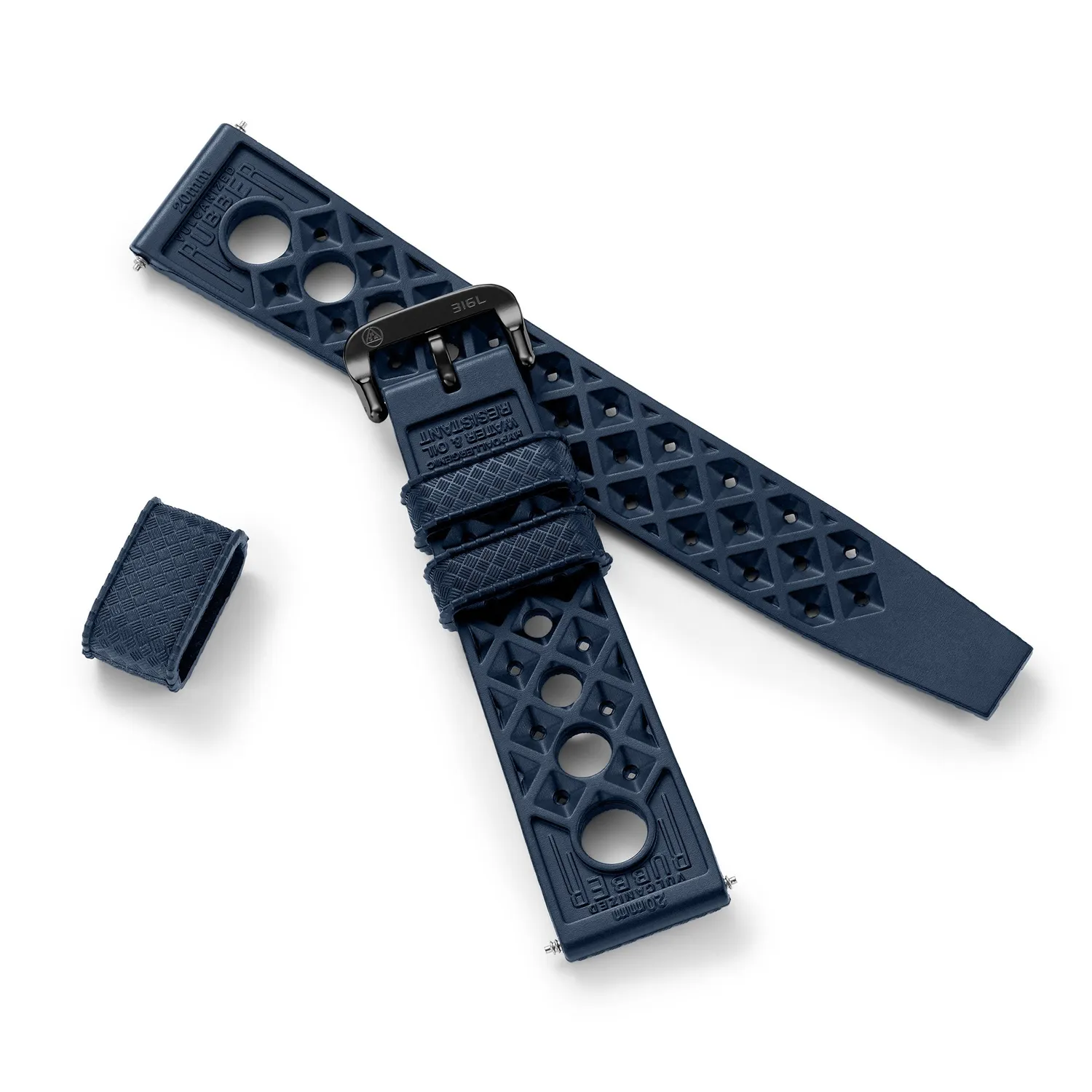 H.G.P. Rally Tropic cinturino gomma blu 20 mm acciaio