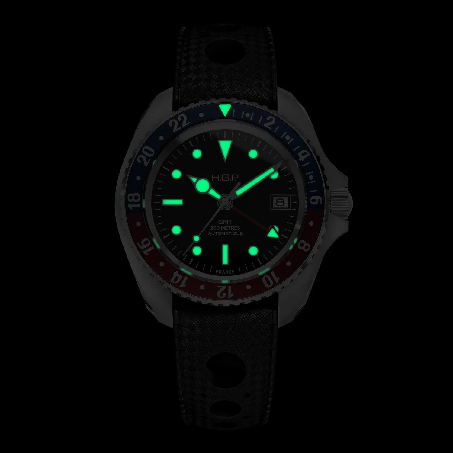 H.G.P. Diver 200M GMT Automatic orologio Pepsi gomma nera