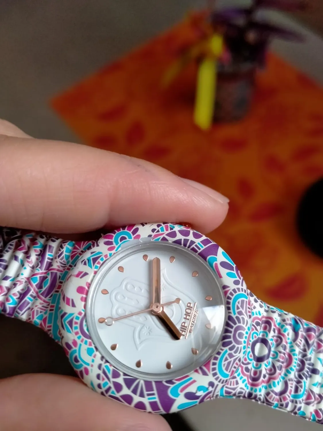 Hip Hop Mandala HWU1040 orologio donna blu-rosso silicone