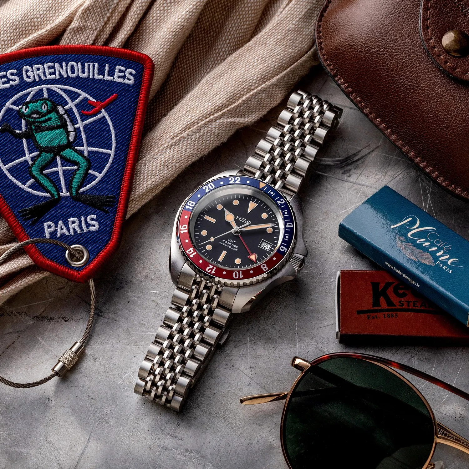 H.G.P. Diver 200M GMT Automatic orologio Pepsi gomma nera