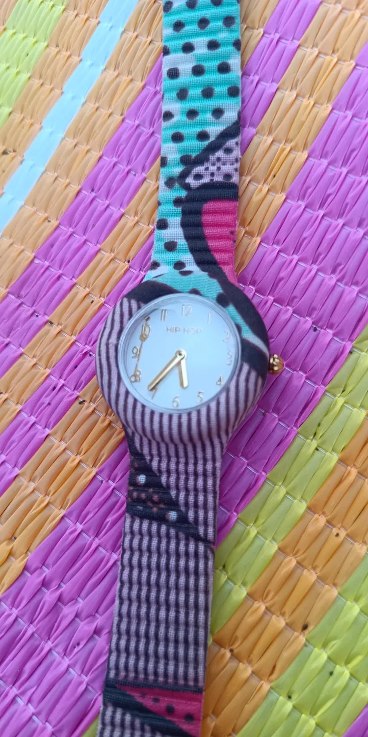 Hip Hop Wax Block orologio donna tessuto giallo lilla