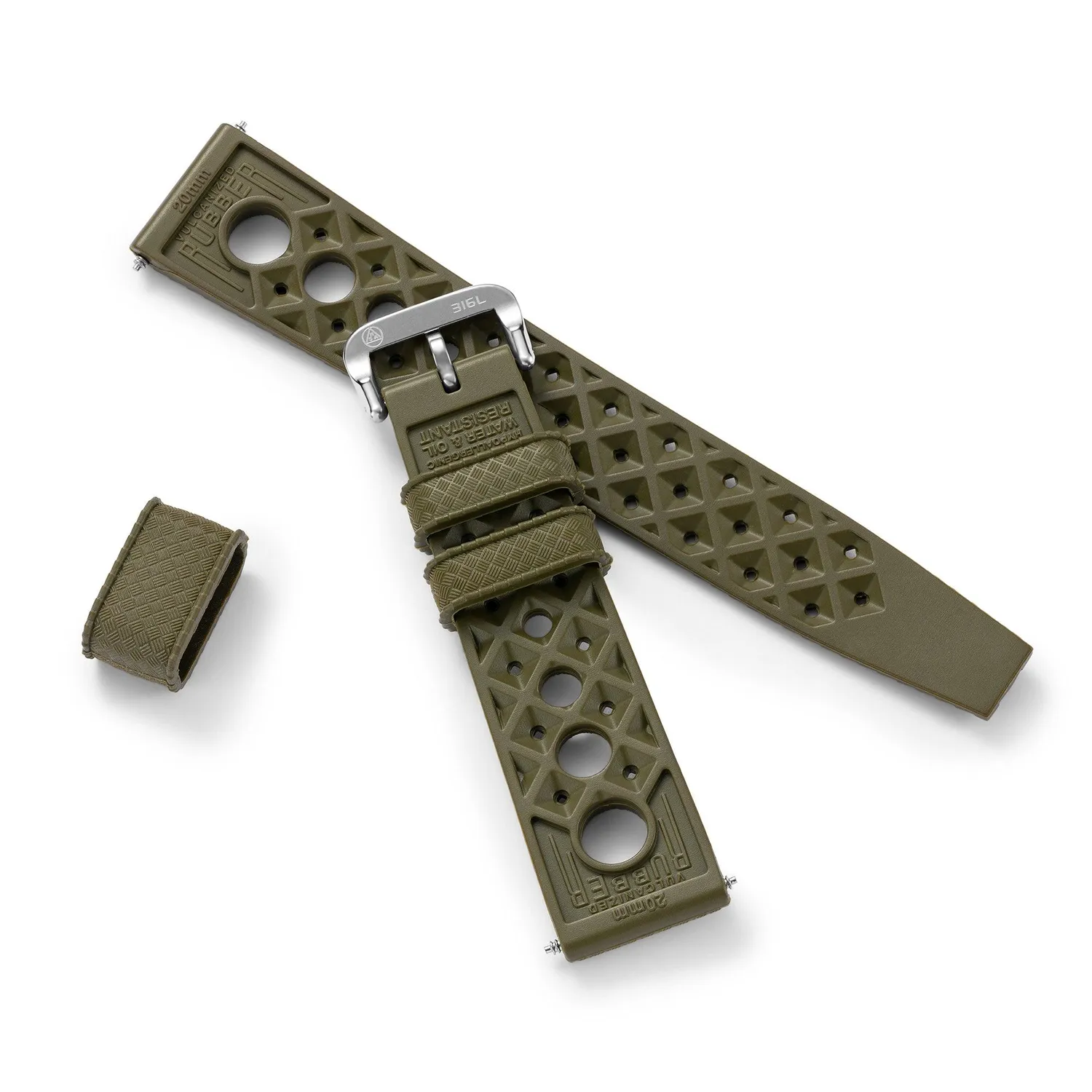 H.G.P. Rally Tropic cinturino gomma verde militare 20mm