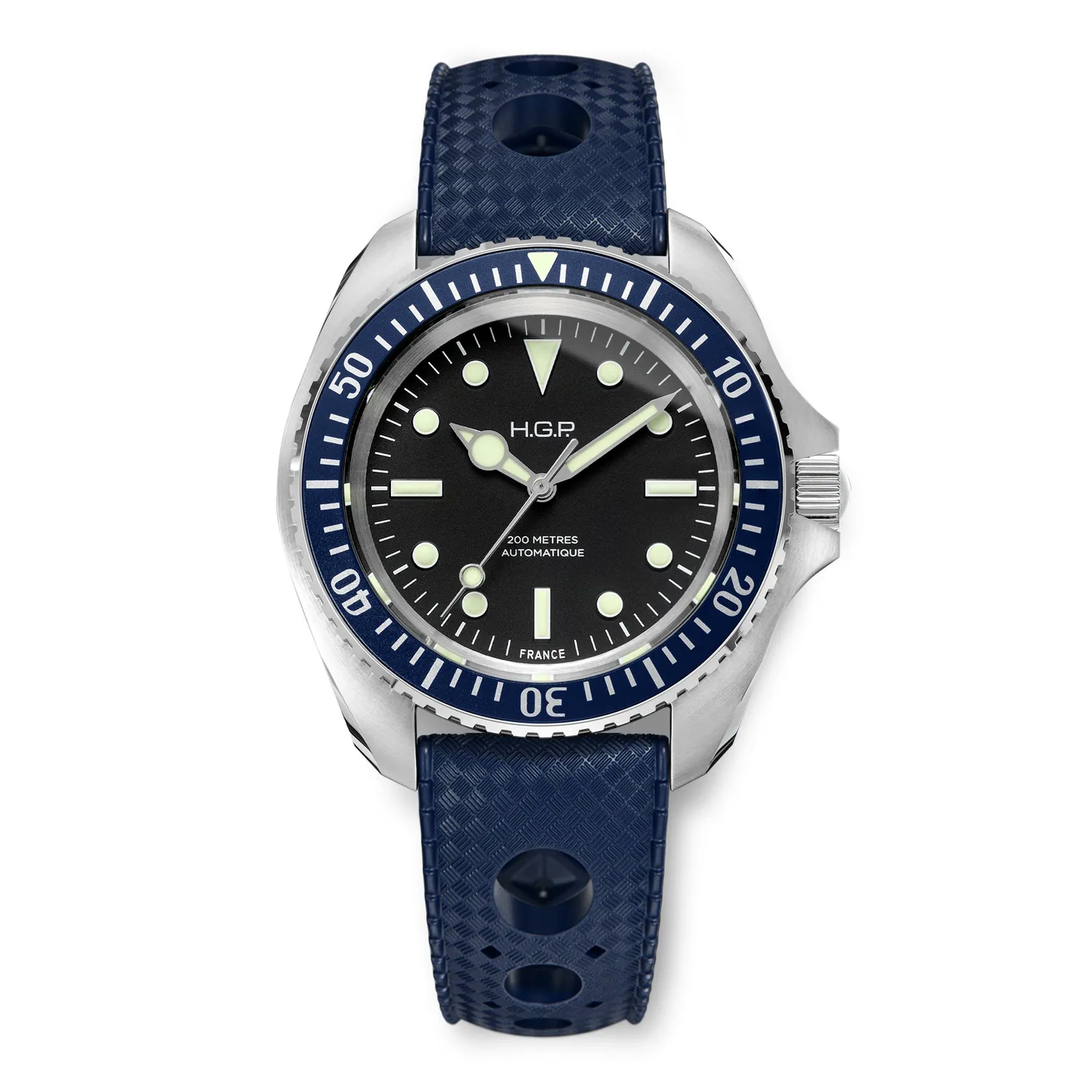 H.G.P. Diver 200M Automatic blu orologio subacqueo gomma blu