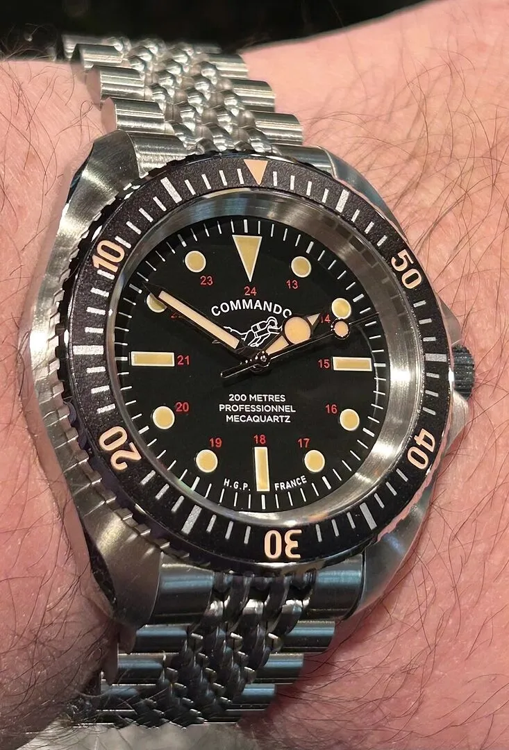 H.G.P. Diver 200M Mecaquartz orologio subacqueo cinturino nero 200m