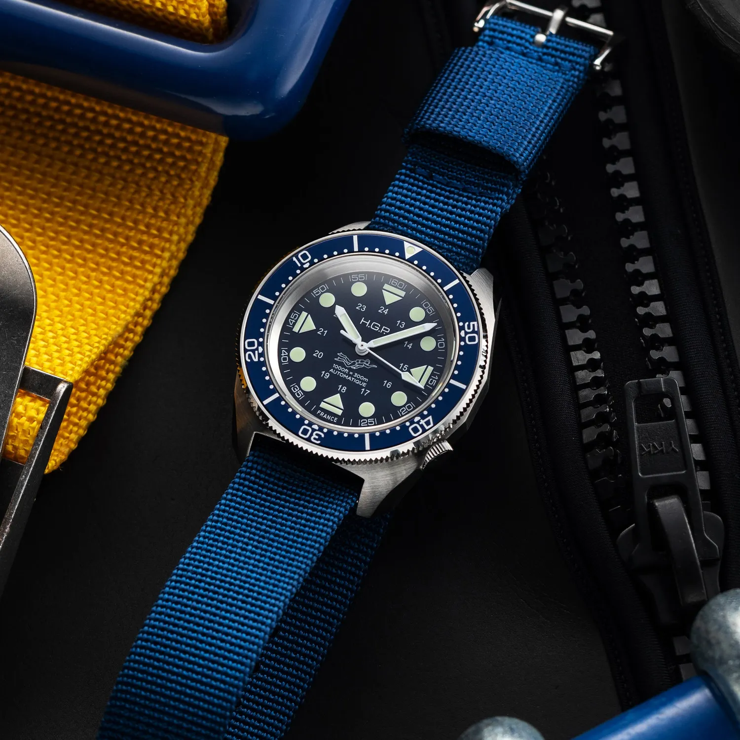 H.G.P. Diver 300M Automatic Commando orologio diver blu acciaio
