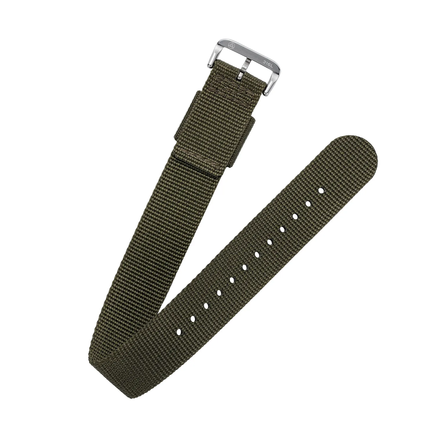 H.G.P. Cinturino nylon verde 20 mm fibbia acciaio