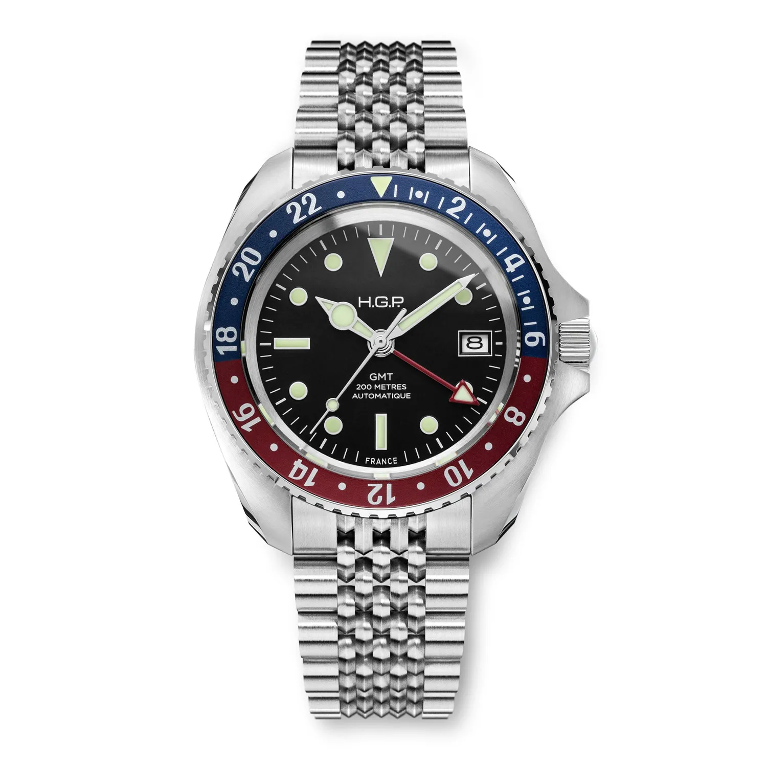 H.G.P. Diver 200M GMT Automatic Pepsi orologio gomma blu