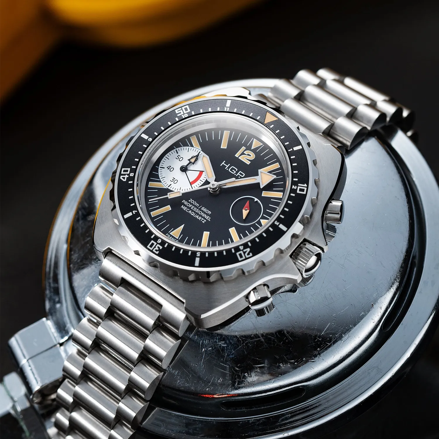 H.G.P. Diver 200M Vintage Black & White orologio cronografo